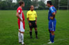 Gary Easlick(left) of Tortorella Pools, Alex, and Diego Marles of Maidstone Market waiting for the coin toss