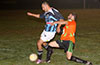 Jose Almonsa of Hampton FC(right) trying to steal the ball from Julian Munoz of Bateman Painting