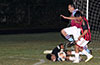 Minguel Bautista of Cuenca FC saving the ball from Luis Correa of Maidstone(center)