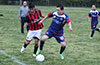 Antonio Padilla of Maidstone Market(right) and Christian Bautista of Cuenca FC fighting for the ball