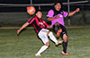 Luis Sinchi of Sag Harbor(left) and Manuel Cesar of FC Tuxpan going for the ball