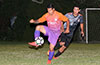 Jose Gutierrez of FC Tuxpan trapping the ball in front of Gehider Garcia of Hampton FC