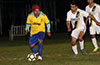 Gorge Santos of FC Tuxpan(left) about to get by Jonathan Lizano of Hampton Construction
