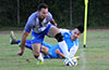 Danny Salazar of Hampton FC saving the ball from going out