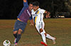 Mario Olaya of Maidstone Market(left) and Cristian Flores of Hampton Construction fighting for the ball