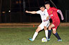 Donald Martinez of FC Tuxpan(front) and Jonathan Lizano of Hampton Construction fighting for the ball