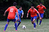 Juan Sebastian(#10), David Rodriguez(center) and Keith Espana, of EH Soccer Fever, watching the ball