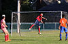 Alex Mesa of Maidstone Market unable to block the over the cross bar shot