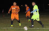 Mario Olaya of Maidstone Market(right) about to run by Cristian Compuzano of FC Tuxpan(left)