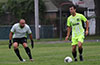 Olger Araya(QuiQue) of FC Tuxpan(left) watching what Casey Adelcin of Maidstone Market will do