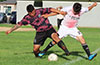 Christian Neira of FC Tuxpan(left) and Lenis Vera of FC Palora fighting for the ball