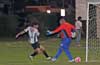 Antonio Chavez of FC Tuxpan(right) came out to block the shot by Marciel Correa of Espo's that hit the goal post