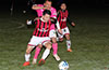 Esteban Uchupaille of Cuenca FC(front) holding off Luis Rivera of FC Tuxpan