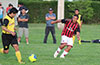 Jaime A Rincon of Bateman Painting(left) about to dribble past Edisson Buestan of Cuenca FC