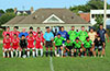 Pre-match team photograph with Tortorella Pools on the left, referee, Alex and Hampton FC on the right side