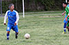 Fabian Arias of Tortorella Pools looking up the field to pass the long ball to team mate Leslie Czeladko