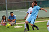 Jose Almansa of Hampton FC(front) and Alfredo Negrete of FC Tuxpan(rear) fighting for the ball