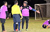 Cesar Manuel of FC Tuxpan talking to the referee about a foul