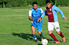 Who will get to the ball first, Diego Guazhambo of Tortorella Pools(left) for Eddy Juarez of Maidstone Market