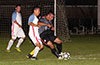 Pablo Montera of Hampton FC protecting the ball from an Sag Harbor defender