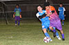 Eddie Lopez of Tortorella Pools(left) and Wender Barrios of FC Tuxpan going for the ball