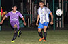 Faustino Meza of FC Tuxpan(left) blasting the ball past Gerber Garcia of Hampton FC