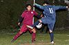 Antonio Padilla of Maidstone(front) trapping the ball in front of Edwin Arias of East Hampton SC