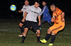Cristian Compuzano of FC Tuxpan(right) blasting the ball past Maicol Parra of East Hampton