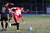 John Romero Jr.(left) holding Eddy Juarez of Southampton FC, he received a yellow card for that action
