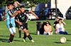 Gehider Garcia of Maidstone Market(front) and Jose Morastitla of Napoli fighting for the ball