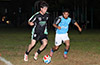Andres Agula of Maidstone Market(left) and Marvin Martinez of Napoli racing toward the ball