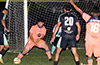 Gehider Garcia of Maidstone Market trying to score on FC Tuxpan
